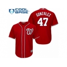 Men's Majestic Washington Nationals #47 Gio Gonzalez Authentic Red Alternate 1 Cool Base MLB Jersey