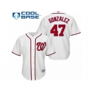 Men's Majestic Washington Nationals #47 Gio Gonzalez Authentic White Home Cool Base MLB Jersey