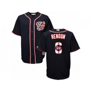 Men's Majestic Washington Nationals #6 Anthony Rendon Authentic Navy Blue Team Logo Fashion Cool Base MLB Jersey