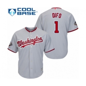 Men's Washington Nationals #1 Wilmer Difo Replica Grey Road Cool Base 2019 World Series Champions Baseball Jersey