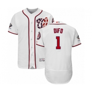 Men's Washington Nationals #1 Wilmer Difo White Home Flex Base Authentic Collection 2019 World Series Champions Baseball Jersey