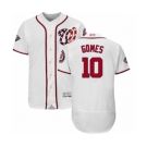 Men's Washington Nationals #10 Yan Gomes White Home Flex Base Authentic Collection 2019 World Series Bound Baseball Jersey