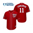 Men's Washington Nationals #11 Ryan Zimmerman Replica Red Alternate 1 Cool Base 2019 World Series Champions Baseball Jersey