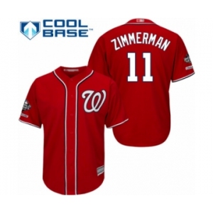 Men's Washington Nationals #11 Ryan Zimmerman Replica Red Alternate 1 Cool Base 2019 World Series Champions Baseball Jersey