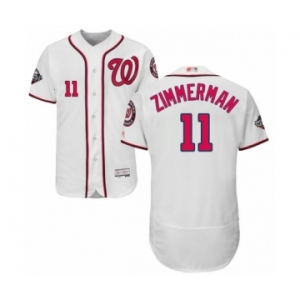 Men's Washington Nationals #11 Ryan Zimmerman White Home Flex Base Authentic Collection 2019 World Series Bound Baseball Jersey