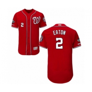 Men's Washington Nationals #2 Adam Eaton Red Alternate Flex Base Authentic Collection 2019 World Series Champions Baseball Jersey