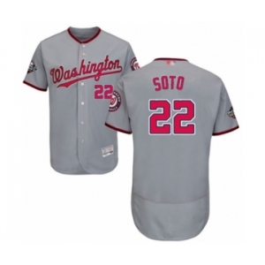 Men's Washington Nationals #22 Juan Soto Grey Road Flex Base Authentic Collection 2019 World Series Bound Baseball Jersey