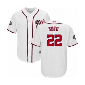 Men's Washington Nationals #22 Juan Soto Replica White Home Cool Base 2019 World Series Bound Baseball Jersey