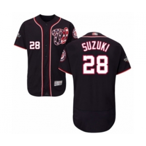 Men's Washington Nationals #28 Kurt Suzuki Navy Blue Alternate Flex Base Authentic Collection 2019 World Series Bound Baseball Jersey