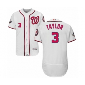 Men's Washington Nationals #3 Michael Taylor White Home Flex Base Authentic Collection 2019 World Series Bound Baseball Jersey