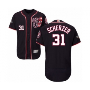 Men's Washington Nationals #31 Max Scherzer Navy Blue Alternate Flex Base Authentic Collection 2019 World Series Bound Baseball Jersey