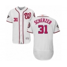 Men's Washington Nationals #31 Max Scherzer White Home Flex Base Authentic Collection 2019 World Series Bound Baseball Jersey
