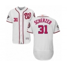 Men's Washington Nationals #31 Max Scherzer White Home Flex Base Authentic Collection 2019 World Series Champions Baseball Jersey