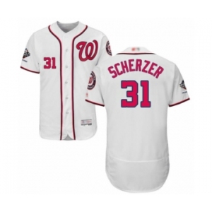 Men's Washington Nationals #31 Max Scherzer White Home Flex Base Authentic Collection 2019 World Series Champions Baseball Jersey