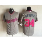Men's Washington Nationals #34 Bryce Harper Majestic Gray Fashion 2016 Mother's Day Cool Base Jersey