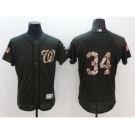 Men's Washington Nationals #34 Bryce Harper Majestic Green Salute to Service Flexbase Authentic Collection Jersey