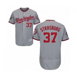 Men's Washington Nationals #37 Stephen Strasburg Grey Road Flex Base Authentic Collection 2019 World Series Bound Baseball Jersey