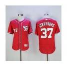 Men's Washington Nationals #37 Stephen Strasburg Majestic Red Flexbase Authentic Collection Player Jersey