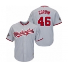 Men's Washington Nationals #46 Patrick Corbin Replica Grey Road Cool Base 2019 World Series Bound Baseball Jersey
