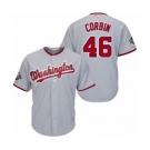 Men's Washington Nationals #46 Patrick Corbin Replica Grey Road Cool Base 2019 World Series Champions Baseball Jersey