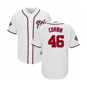 Men's Washington Nationals #46 Patrick Corbin Replica White Home Cool Base 2019 World Series Bound Baseball Jersey