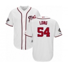 Men's Washington Nationals #54 Kevin Long Replica White Home Cool Base 2019 World Series Champions Baseball Jersey