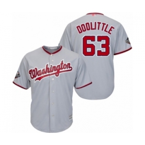 Men's Washington Nationals #63 Sean Doolittle Replica Grey Road Cool Base 2019 World Series Bound Baseball Jersey