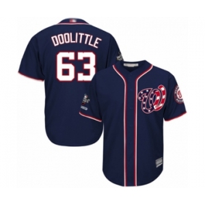 Men's Washington Nationals #63 Sean Doolittle Replica Navy Blue Alternate 2 Cool Base 2019 World Series Champions Baseball Jersey