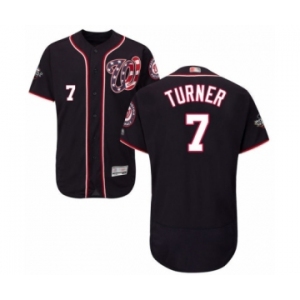 Men's Washington Nationals #7 Trea Turner Navy Blue Alternate Flex Base Authentic Collection 2019 World Series Bound Baseball Jersey