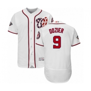 Men's Washington Nationals #9 Brian Dozier White Home Flex Base Authentic Collection 2019 World Series Bound Baseball Jersey