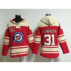 mlb jerseys washington nationals #31 scherzer red[pullover hooded sweatshirt]