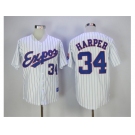 Montreal Expos #34 Bryce Harper White Throwback Jersey