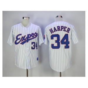 Montreal Expos #34 Bryce Harper White Throwback Jersey