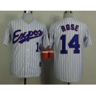 mlb jerseys montreal expos #14 rose white(blue strip)[1982 m&n]