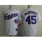 mlb jerseys montreal expos #45 martinez white(blue strip)[1982 m&n]