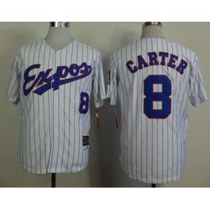 mlb jerseys montreal expos #8 carter white(blue strip)[1982 m&n]