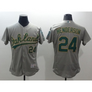 Men Oakland Athletics #24 Rickey Henderson Majestic Gray Flexbase Authentic Collection Player Jersey