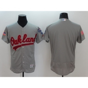 Men Oakland Athletics Blank Majestic Gray 2016 Independence Day Stars & Stripes Flex Base Team Jersey