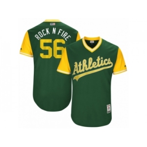 Men's 2017 Little League World Series Athletics Chris Smith #56 Rock n Fire Green Jersey