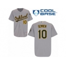 Men's Majestic Oakland Athletics #10 Marcus Semien Replica Grey Road Cool Base MLB Jersey