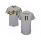 Men's Majestic Oakland Athletics #11 Jarrod Parker Grey Flexbase Authentic Collection MLB Jersey