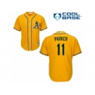 Men's Majestic Oakland Athletics #11 Jarrod Parker Replica Gold Alternate 2 Cool Base MLB Jersey