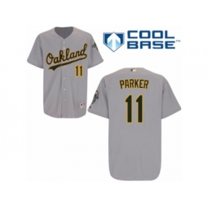 Men's Majestic Oakland Athletics #11 Jarrod Parker Replica Grey Road Cool Base MLB Jersey