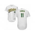 Men's Majestic Oakland Athletics #11 Jarrod Parker White Flexbase Authentic Collection MLB Jersey