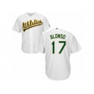 Men's Majestic Oakland Athletics #17 Yonder Alonso Replica White Home Cool Base MLB Jersey