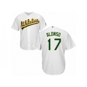 Men's Majestic Oakland Athletics #17 Yonder Alonso Replica White Home Cool Base MLB Jersey