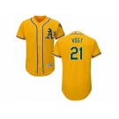 Men's Majestic Oakland Athletics #21 Stephen Vogt Gold Flexbase Authentic Collection MLB Jersey