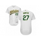 Men's Majestic Oakland Athletics #27 Catfish Hunter White Flexbase Authentic Collection MLB Jersey