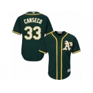 Men's Majestic Oakland Athletics #33 Jose Canseco Authentic Green Alternate 1 Cool Base MLB Jersey