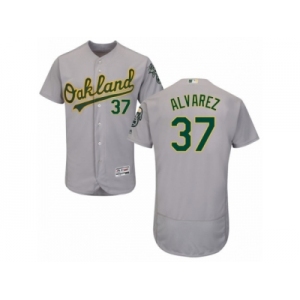Men's Majestic Oakland Athletics #37 Henderson Alvarez Grey Flexbase Authentic Collection MLB Jersey
